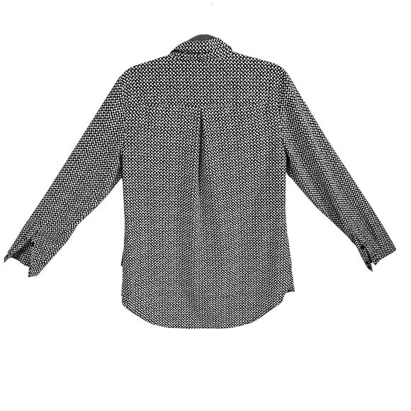 Liz Claiborne Women's S Long Sleeve Button Up Black White Polka Dot Twee Office - Picture 5 of 6